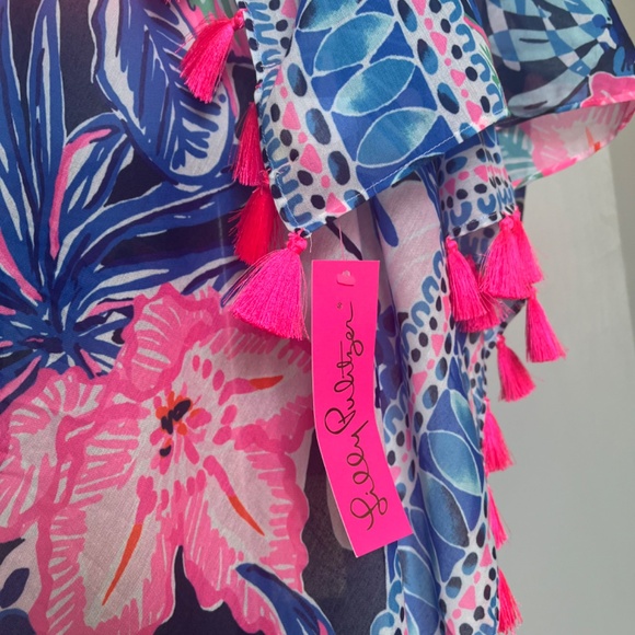 Lilly Pulitzer Resort Scarf Sugar Engineered Mambo Wrap High Tide Floral Hibiscu - Picture 7 of 11